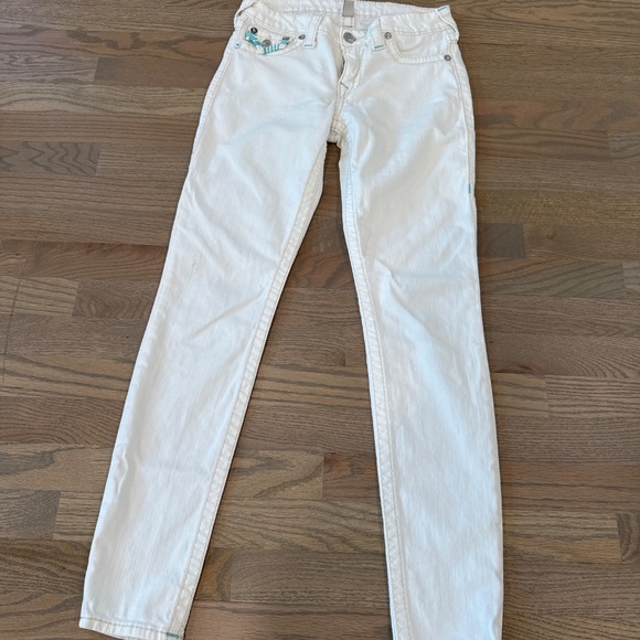 Very Unique Miss Me straight leg Off White/teal jeans size 28 - Picture 3 of 7
